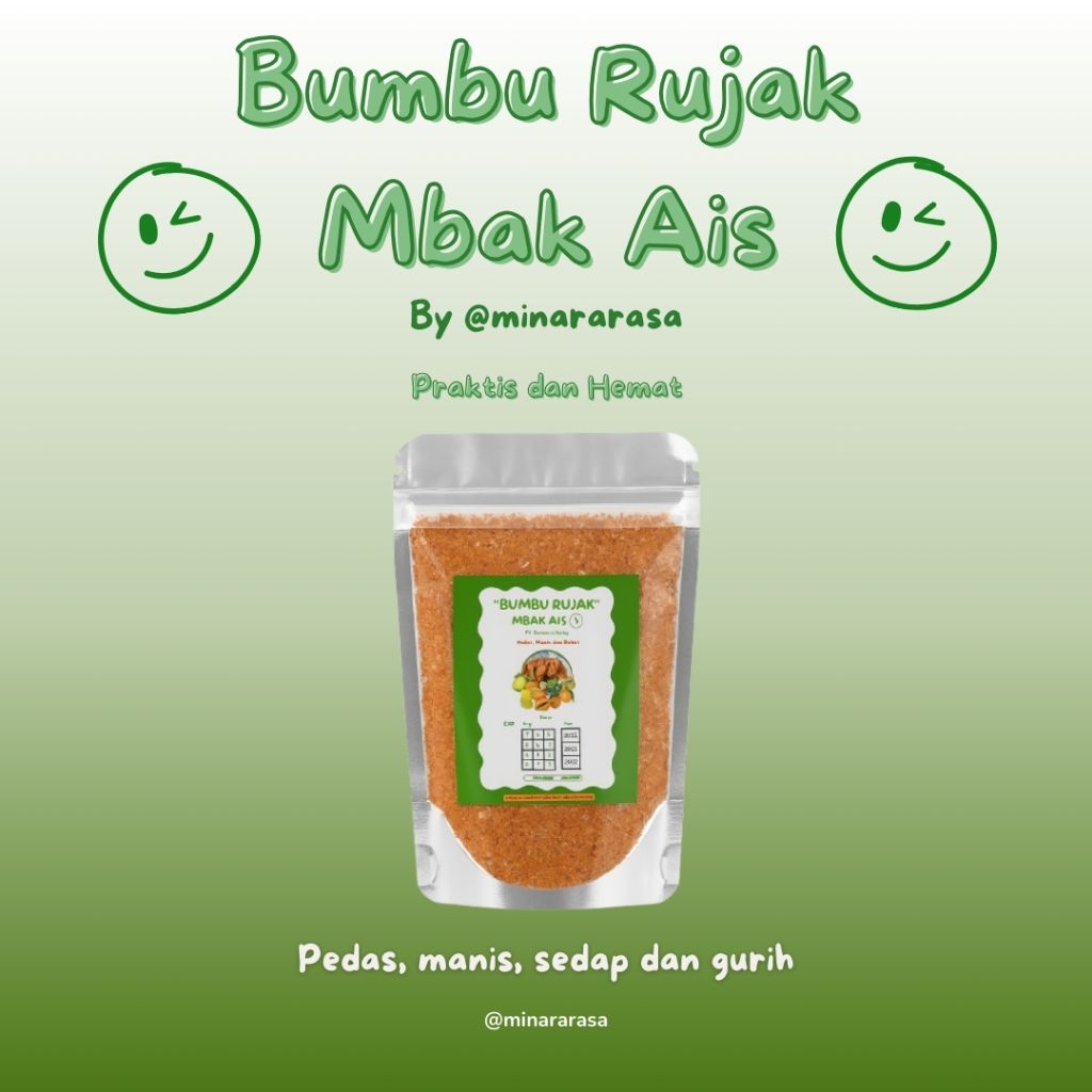 

Bumbu Rujak Bangkok, kering, tabur, kemasan pouch 100gr berat bersih 95gr.