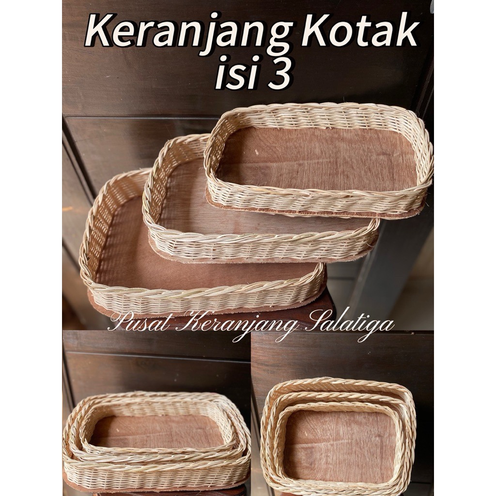Terlaris Kotak Rotan Hantaran 1set isi 3 / Keranjang Rotan Murah