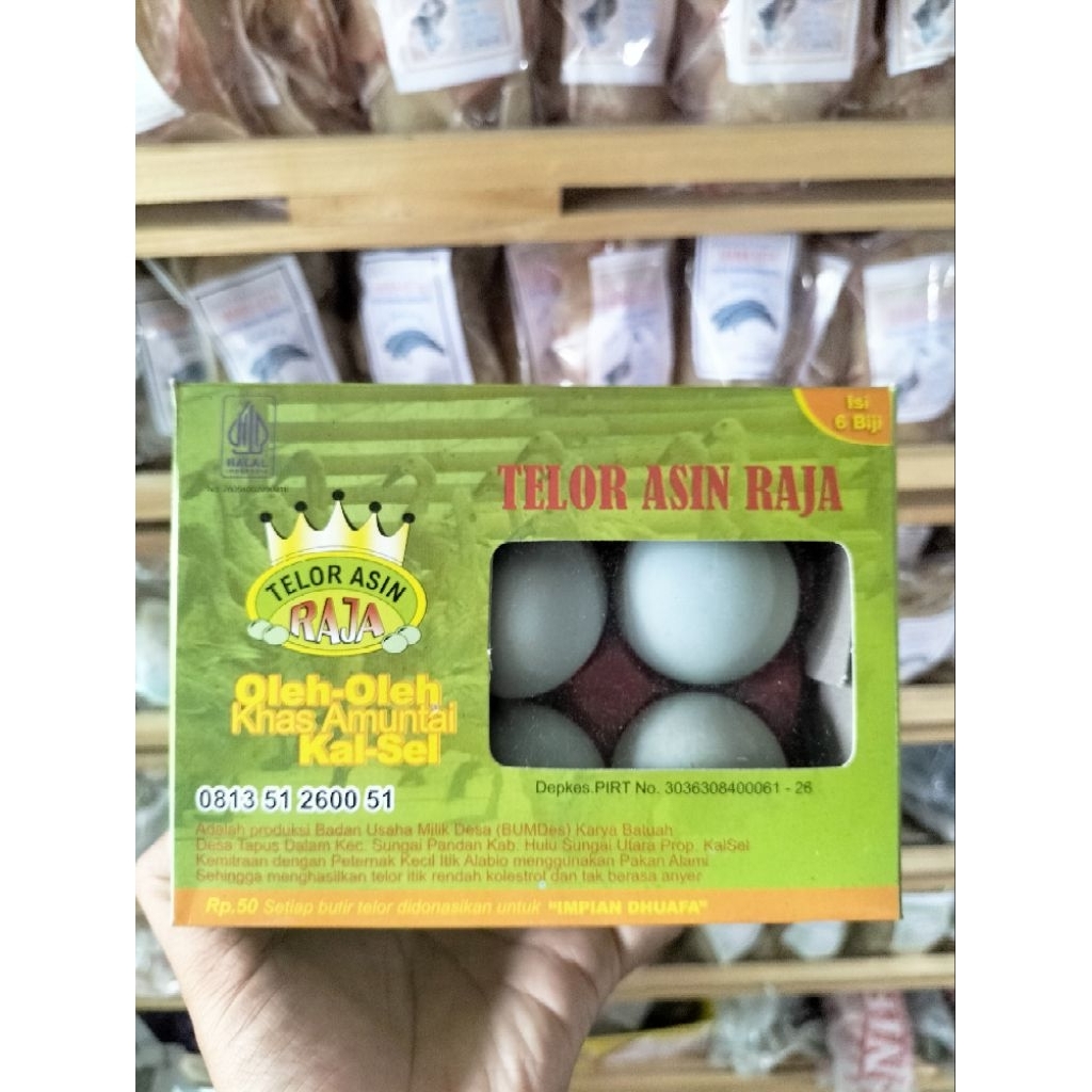 

Telur Asin Premium RAJA – Gurih & Nikmat Isi 6 (Oleh-oleh Khas Banjar/Kalsel)