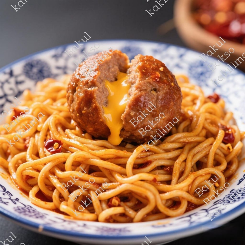 

MIE PEDES, JEBEW, GOCE'AN, RASA SPAGHETT I+ 1 BAKSO URAT BESAR ISI KEJU