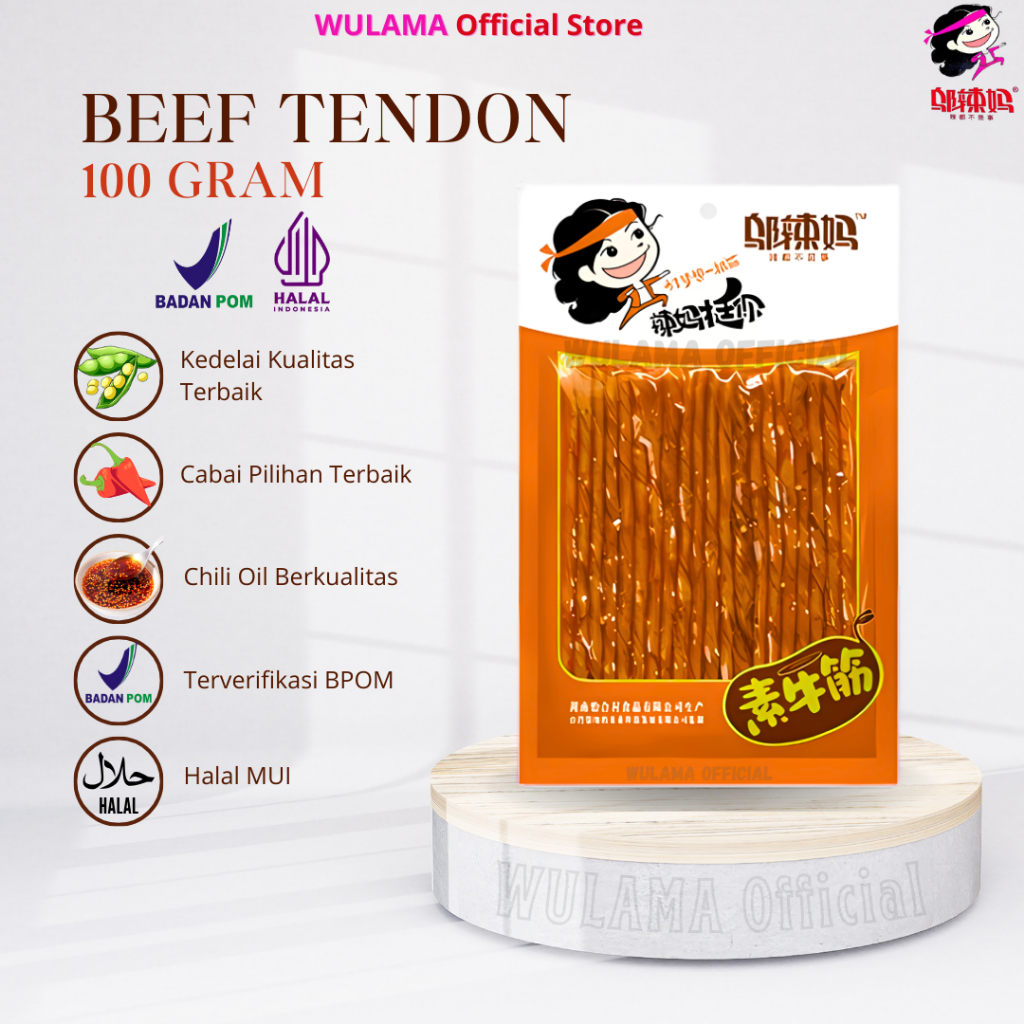 

Wulama - Cemilan Vegetarian Kulit Tahu Spicy Tendon Garlic Vegan 70gr - 100gr