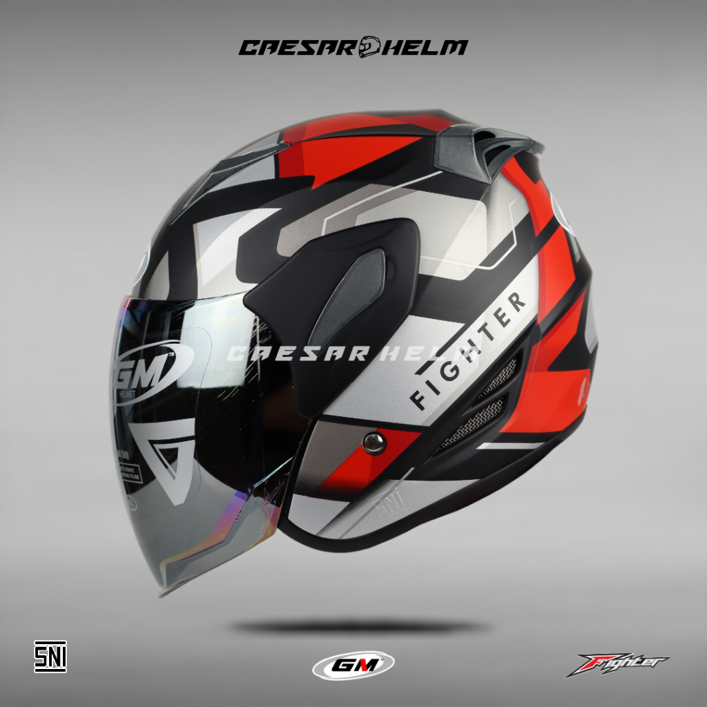 GM Fighter SR Motif Lancer - Black/Red Doff - Helm Half Face