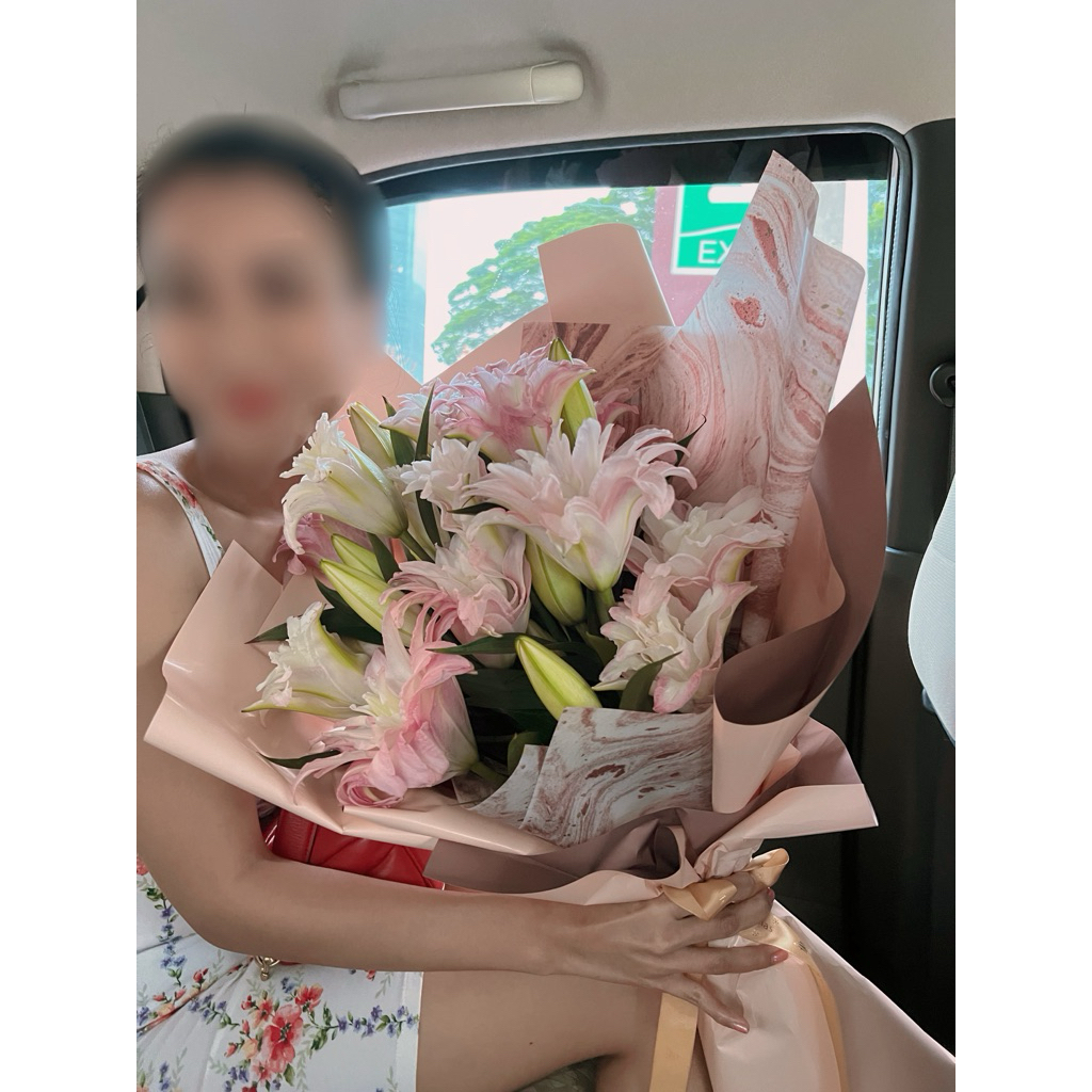 bouquet bunga lili import segar, bouquet bunga besar