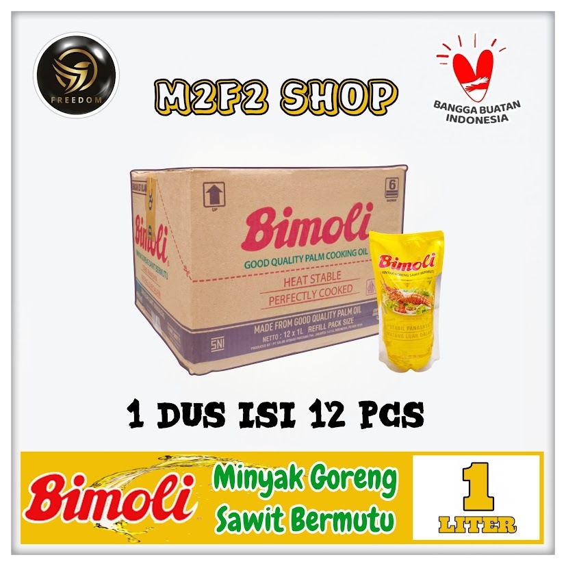 Bimoli Minyak Goreng Sawit Bermutu Refill Pouch - 1000 ml | 1 Liter (Kemasan Karton)