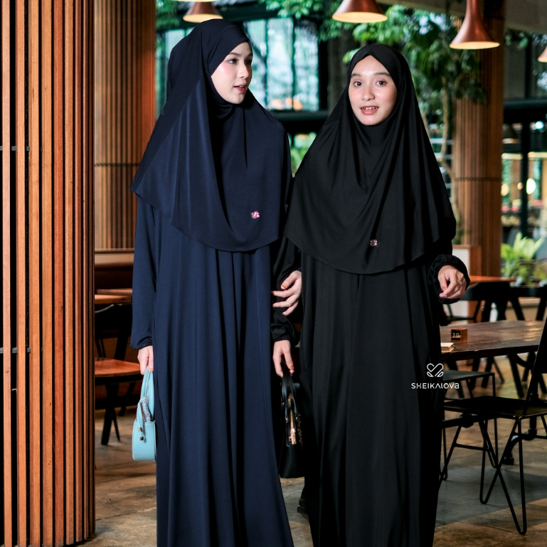 Sheika Hijab - Abaya Sheera Haji Polos Premium || Bahan Gamis Khimar Syari Umroh Set Umrah Jersey