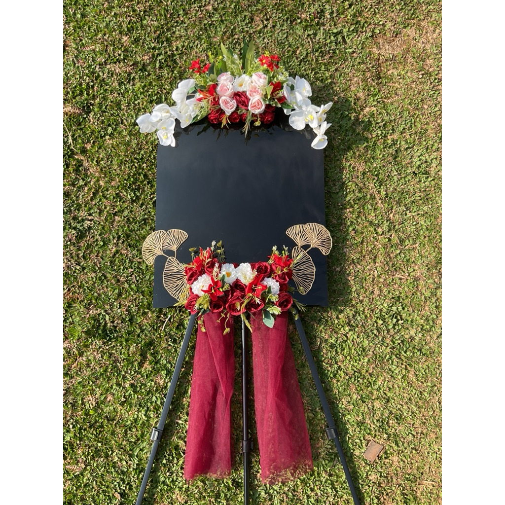 Akrilik Ucapan dengan Dekorasi Bunga – Standing Flower Acrylic