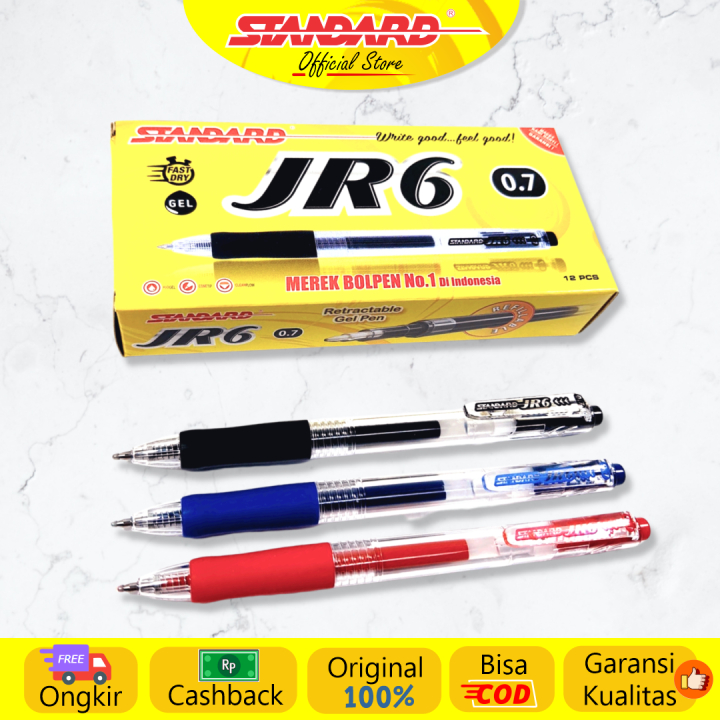 

1 Pack / Standard Pen JR6 0.5 Pulpen Gel Cetrekan ( Pulpen, Pena, Ballpoint ) Pulpen Cetekan