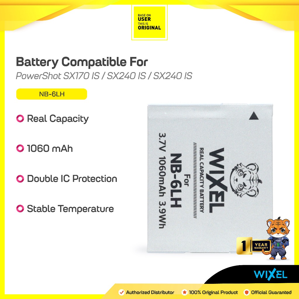 WIXEL Baterai Kamera NB-6LH for Canon PowerShot SX170 IS / SX240 / SX260 HS / SX280 / SX500 / SX510 