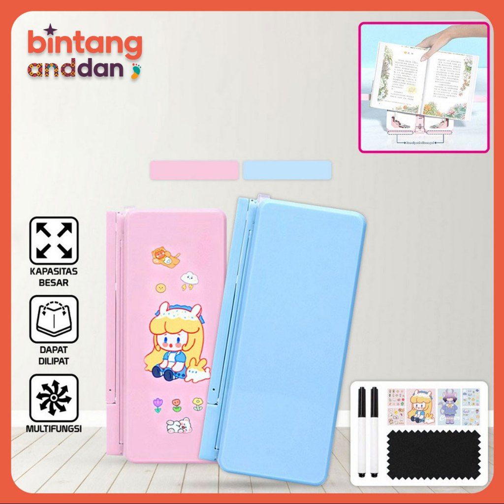 

Multifungsi Tempat Penyimpanan Alat Tulis Anak Sekolah Tempat Pensil Lipat 2IN1 / Pencil Case Book Holder Portable / Kotak Pensil Lipat dengan Tatakan Buku dan Papan Tulis Mini Praktis