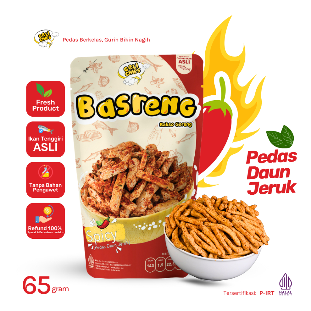 

GELICHIPS - Bakso Goreng (BASRENG) Pedas Daun Jeruk 65gr