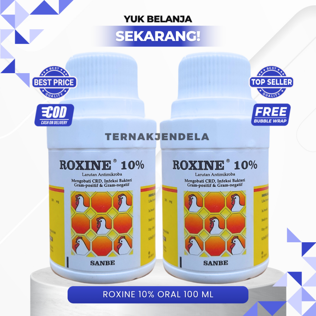 ROXINE 10% ORAL 100 ML - Antibiotik Pernafasan, CRD, Snot Dan Spektrum Luas.