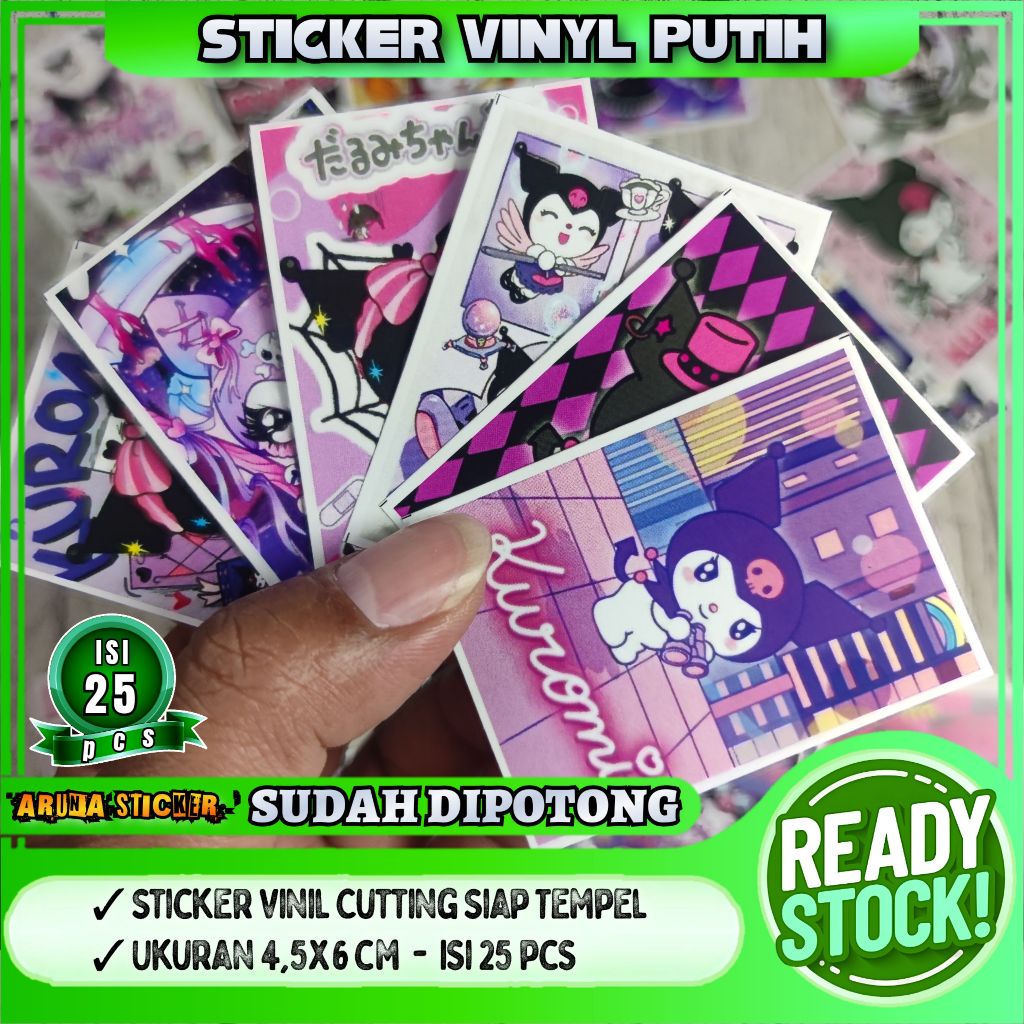 

Sticker Karakter Sanrio Kuromi Isi 25 pcs Sudah Dipotong Stiker Viral