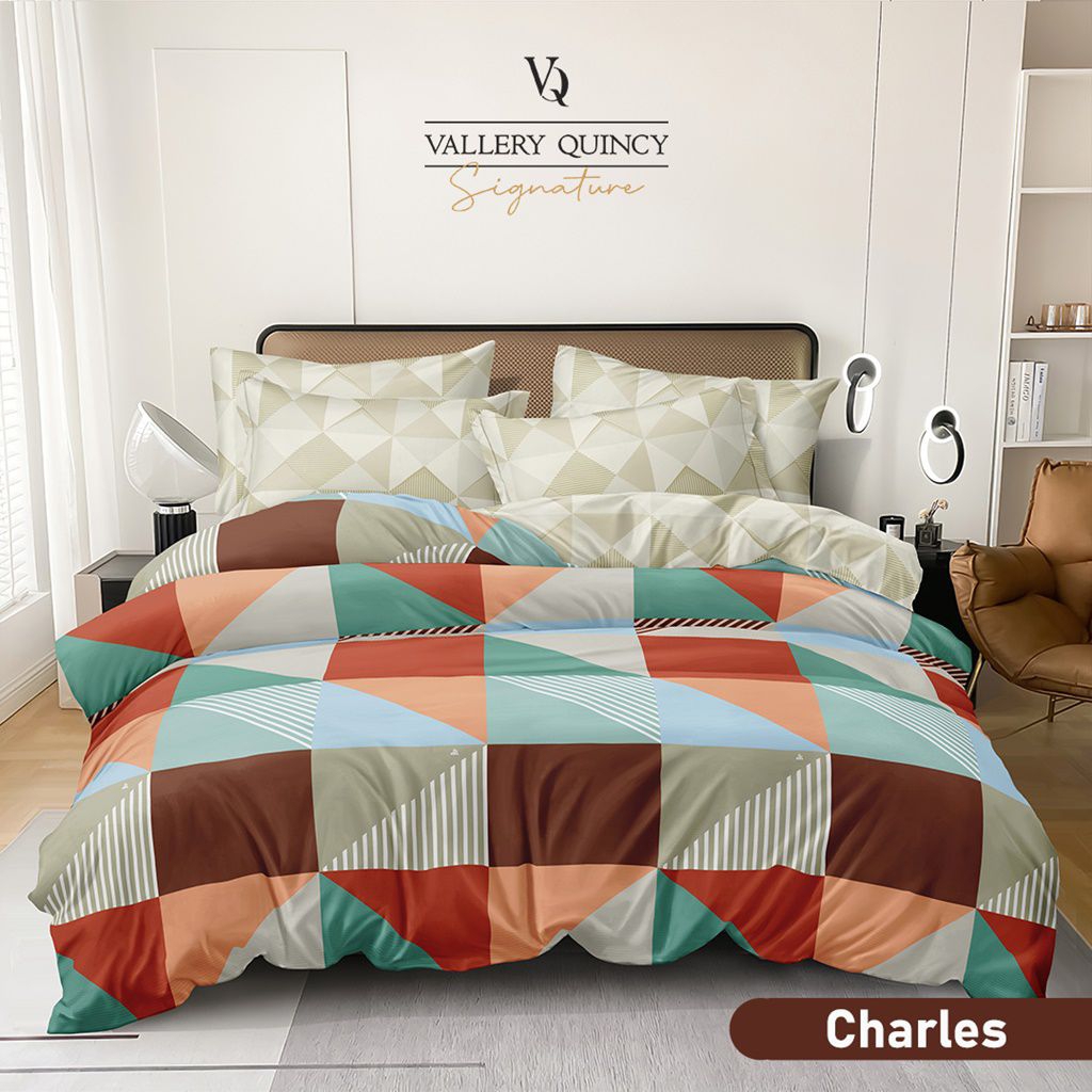 Bedcover Vallery Quincy Signature 180x200 T40 Set Sprei Sarung Bantal Guling