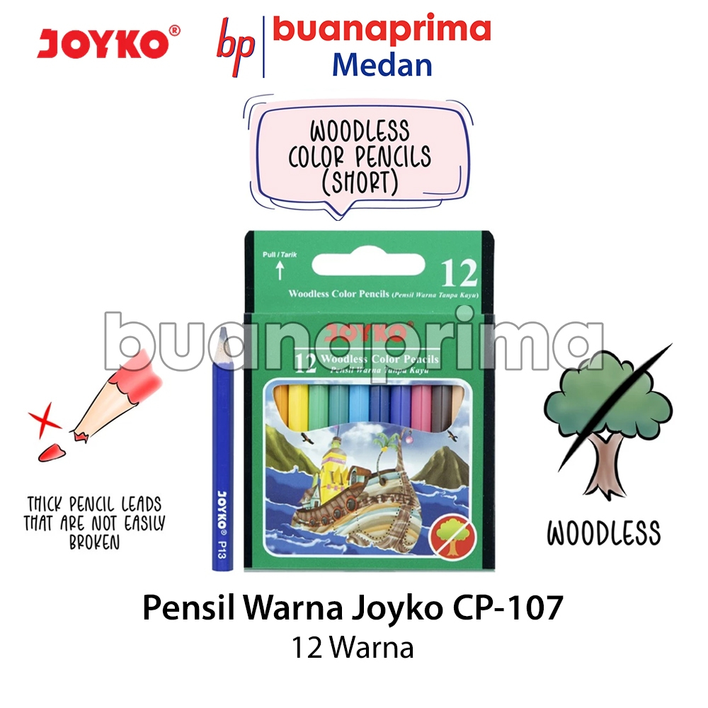 

Pensil Warna JOYKO CP-107 Pendek Mini 12 Warna Color Pencil Mewarnai