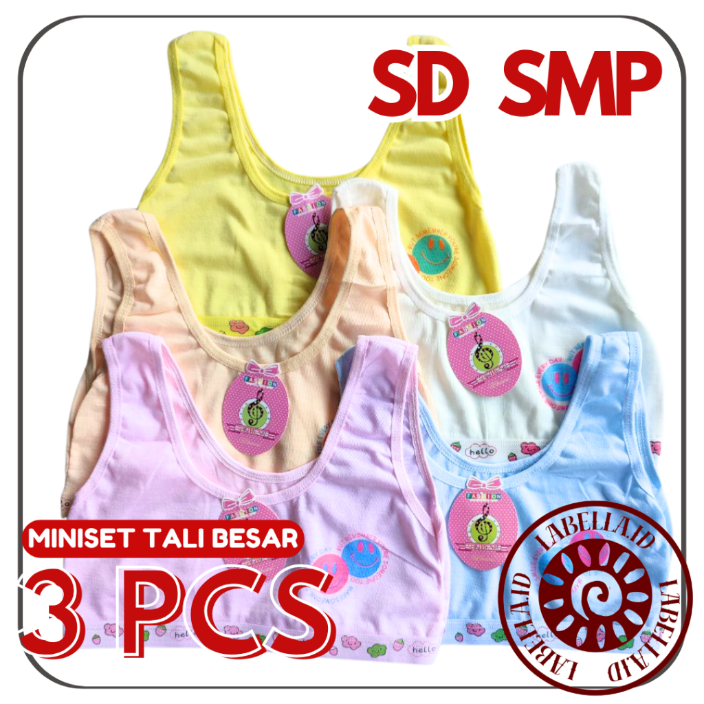 TERMURAH 3PCS Mini Set Anak Katun Sekolah SD SMP Bra BH Miniset Anak Cewek Domisol LABELLAID
