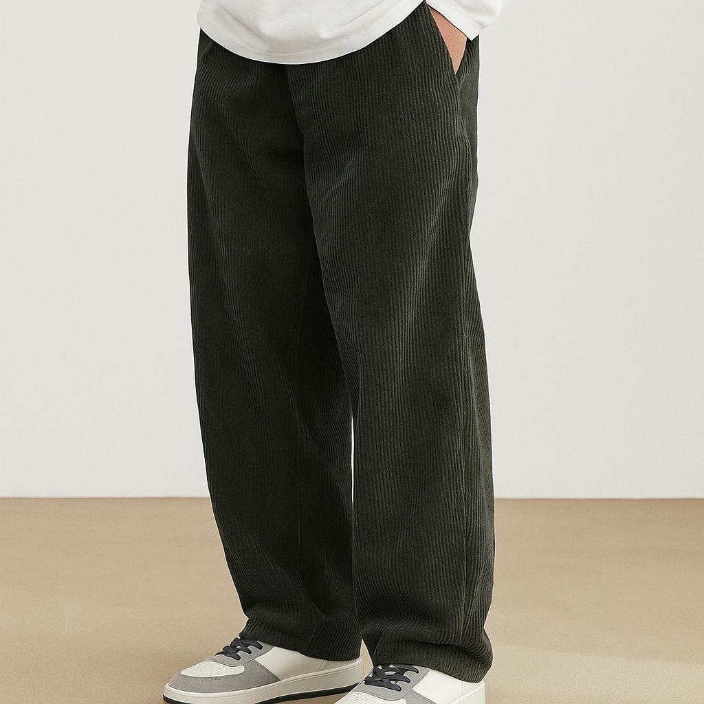 Celana Corduroy Gombrong hijau army | Celana Panjang Corduroy | Celana Baggy Bahan Corduroy