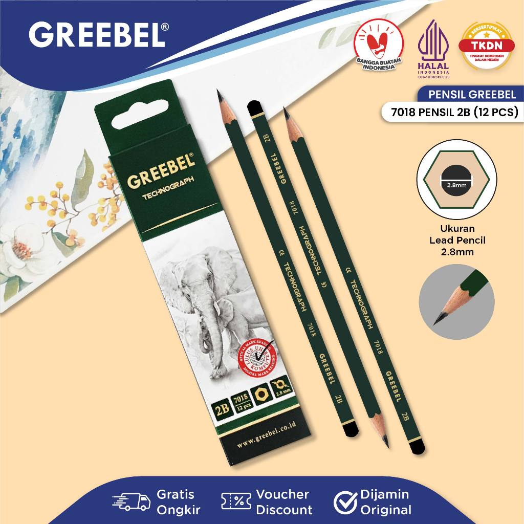 

GREEBEL Pensil Kayu 2B (7018) / Pencil Tulis Ujian Sekolah Pensil Gambar