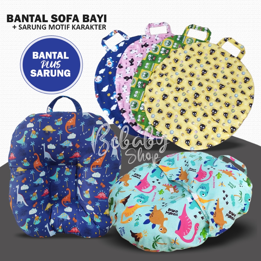 Bantal Sofa Bayi Jumbo + Sarung Bantal Motif Karakter Lucu Bantal Tempat Tidur Duduk Bayi Multifungs