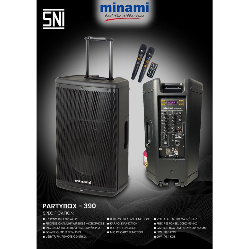 MINAMI PB390 SPEAKER AKTIF bluetooth BASS 15 inch