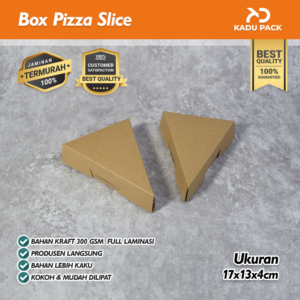 

(25 Pcs) Kardus Dus Box Pizza Slice Laminasi 17x13x4cm | Kraft 300 GSM Laminasi PE Food Grade | Tahan Minyak