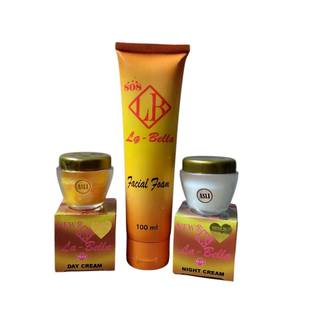 Paket 3in1 Krim Labella Herlina Holo Gold Asli Day Night Cream dan Facial Foam 100ml Ori Bpom