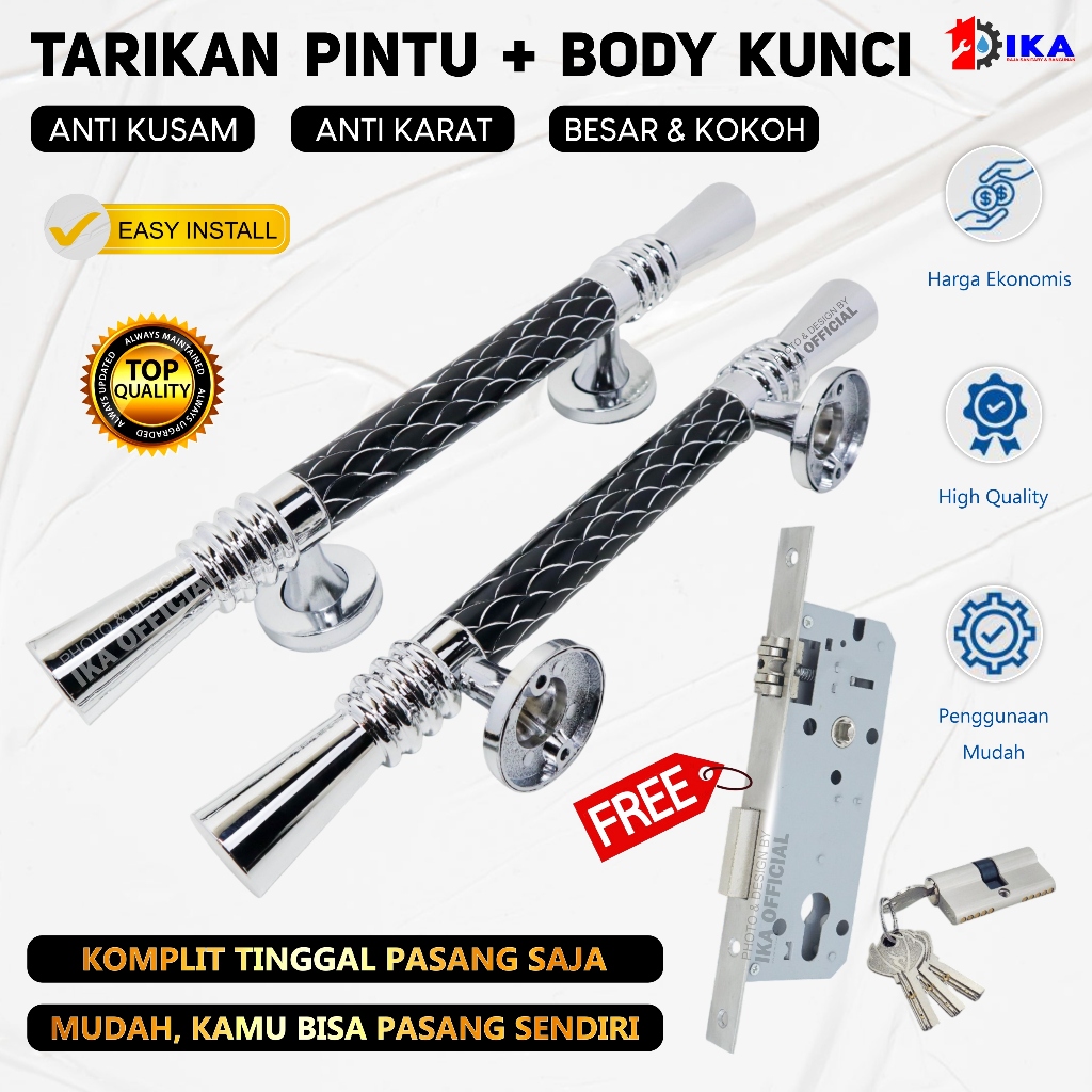 Paket Handle pintu rumah 45cm 42cm dan 33cm body kunci pelor murah minimalis Tarikan pintu Gagang pi