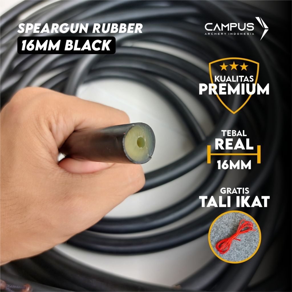 KARET PANAH IKAN 16MM HITAM SPEARGISHING RUBBER BEST QUALITY