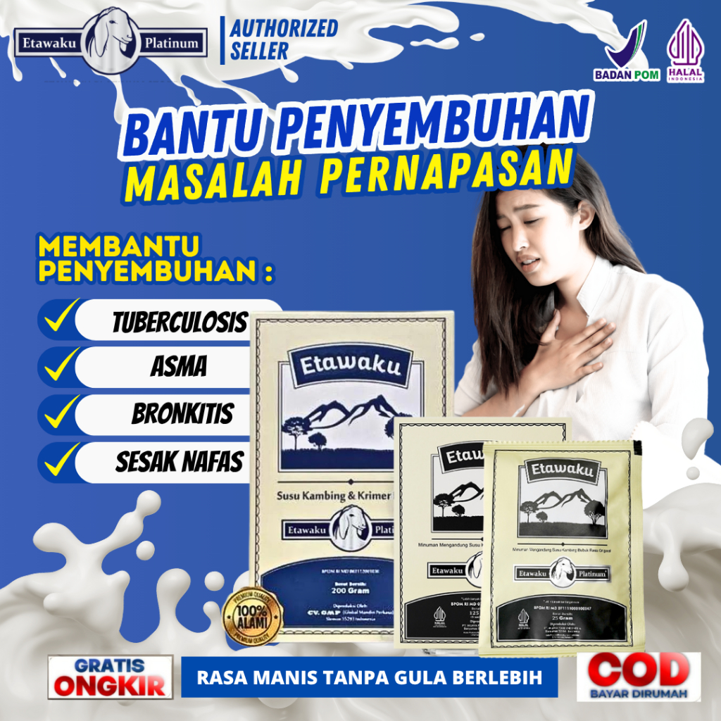 

Etawaku Platinum - Susu Kambing Bantu Asma Bronkhitis Sesak Nafas dan Masalah Pernafasan Lainnya