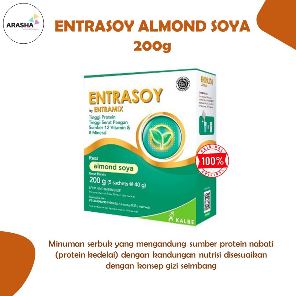 

ENTRASOY ALMOND SOYA 200 Gram - Susu Nutrisi Lengkap Rasa Almond Soya