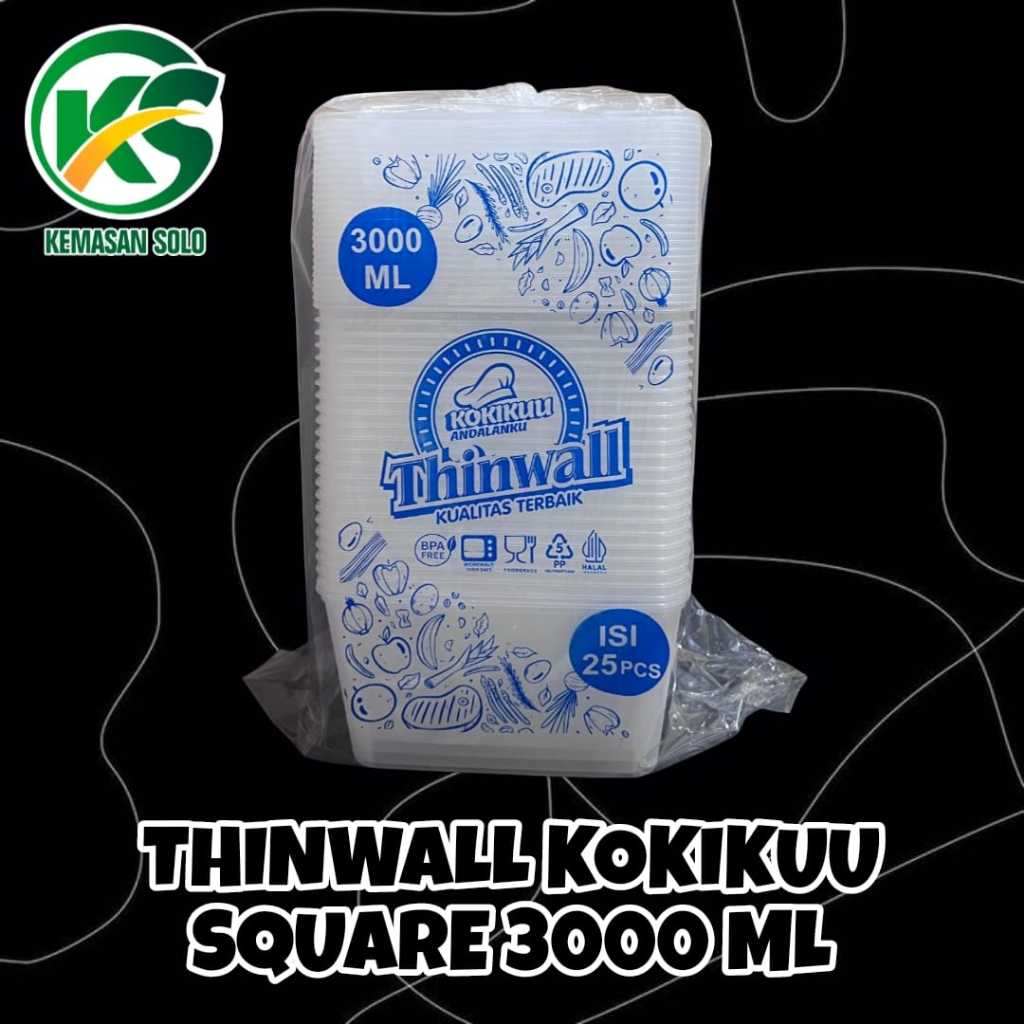 Thinwall Square 3000 ml KOKIKUU Thinwall kotak makan 3000 ml KOKIKUU