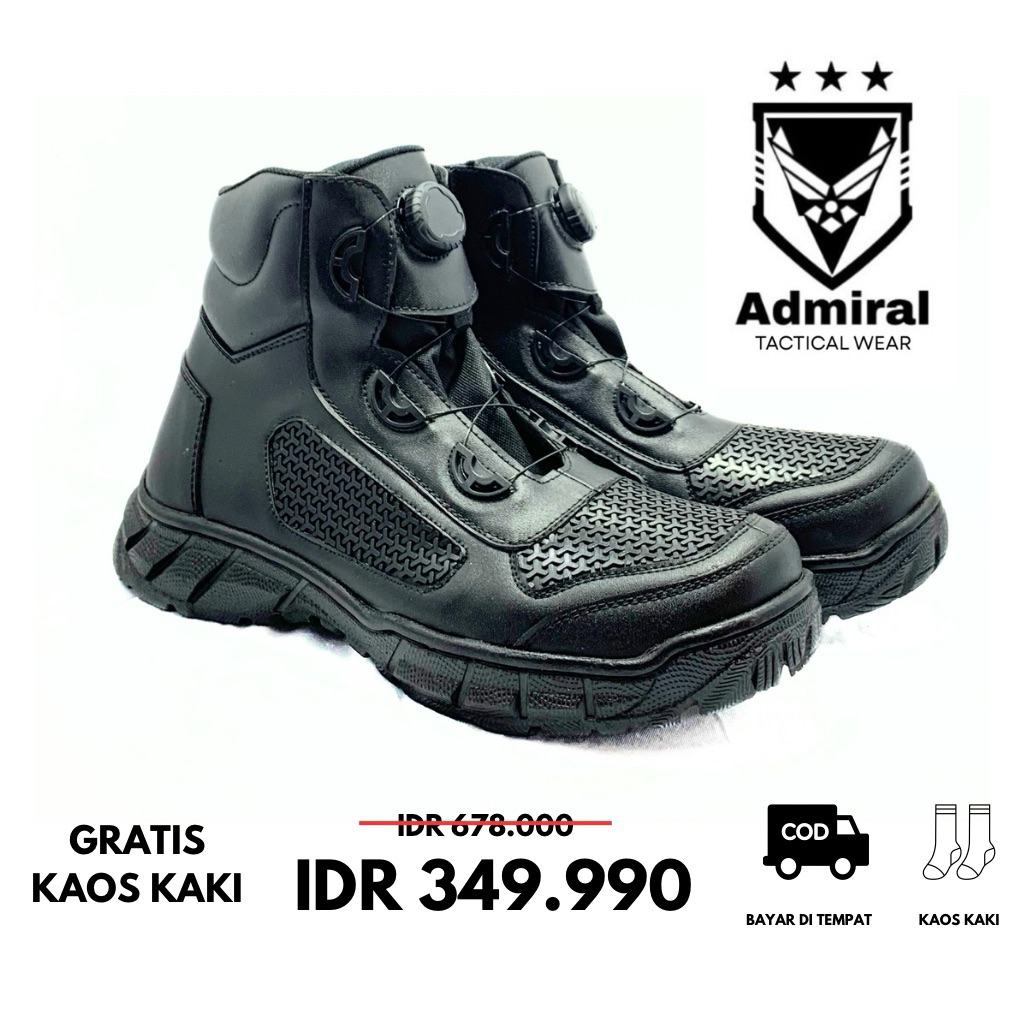 Sepatu PDH Tali Putar Boa Lacing System TNI POLRI Jaring Tawon
