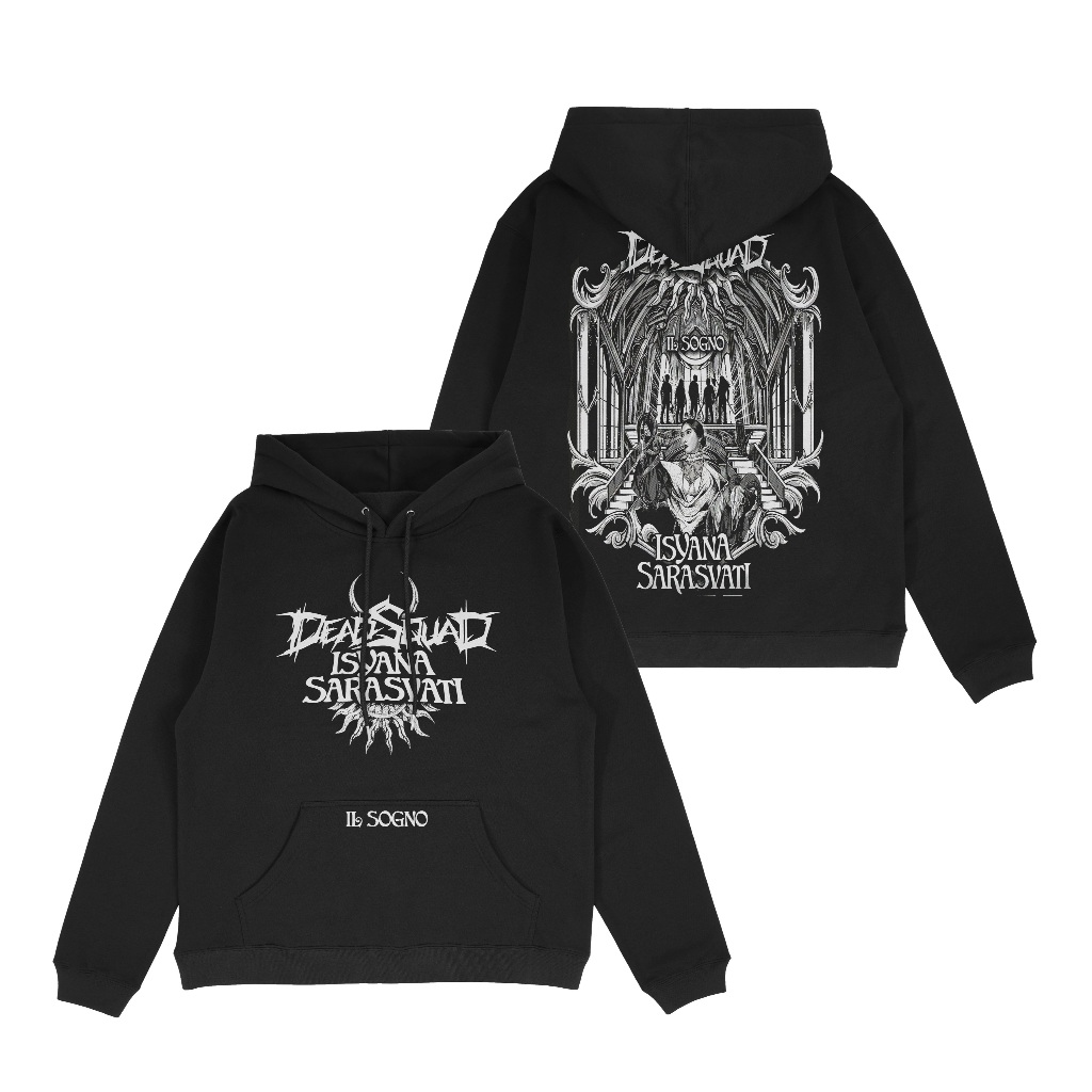 Hoodie Jumper Sweater Hitam Deadsquad X Isyana Unisex FLeece Tebal 300gsm