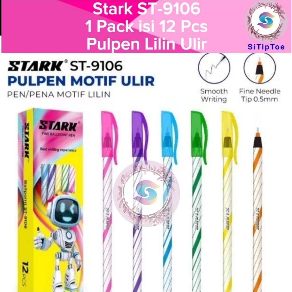 

[1 Pack @ 12 Pcs] Pulpen Lilin Ulir Stark ST-9106 Murah Promo