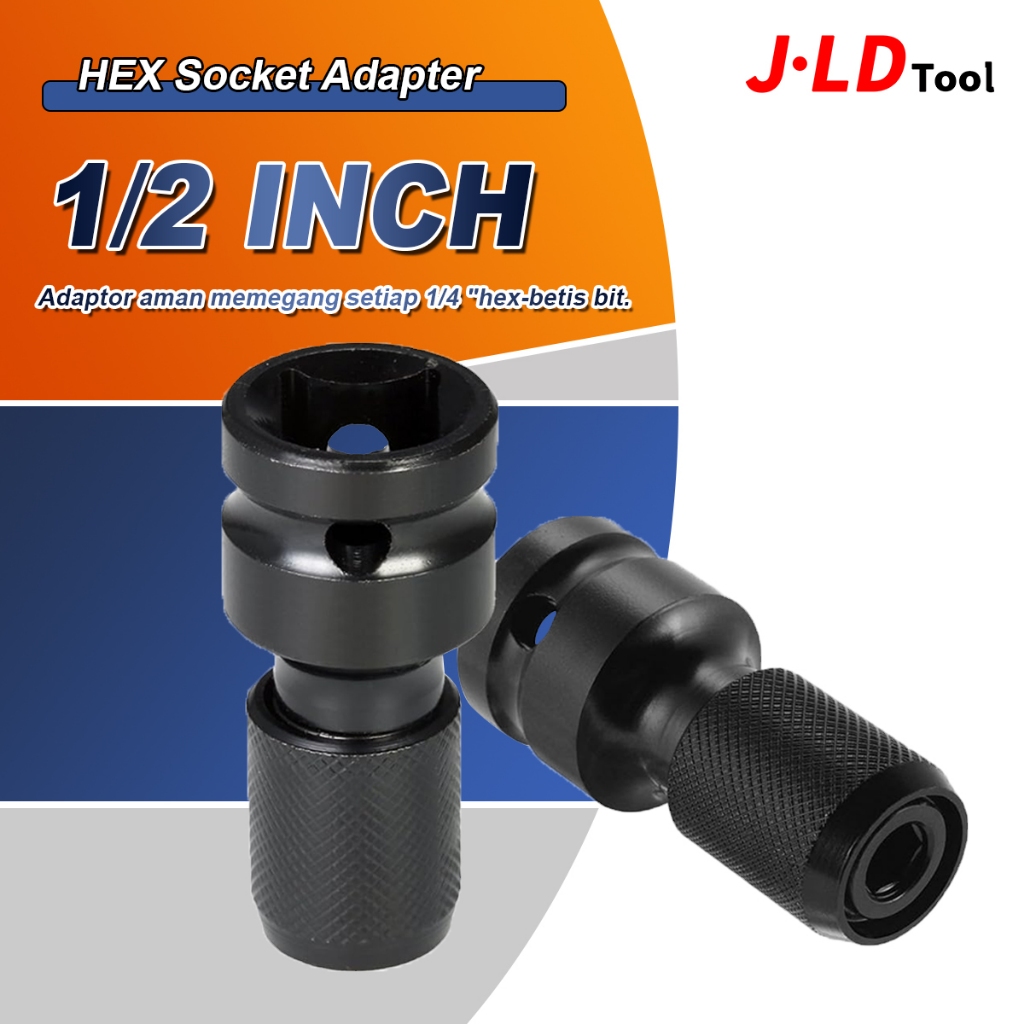 JLD Hex Socket Adapter 1/2" Square Drive to 1/4" Hex Concave Socket Adapter Hex Socket Adapter Drive