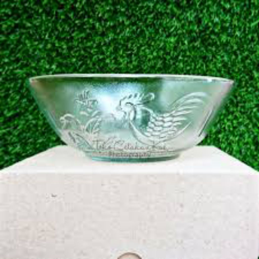 Mangkok Kaca Bening Motif Ayam Jago 1/2 Lusin (6 pcs)