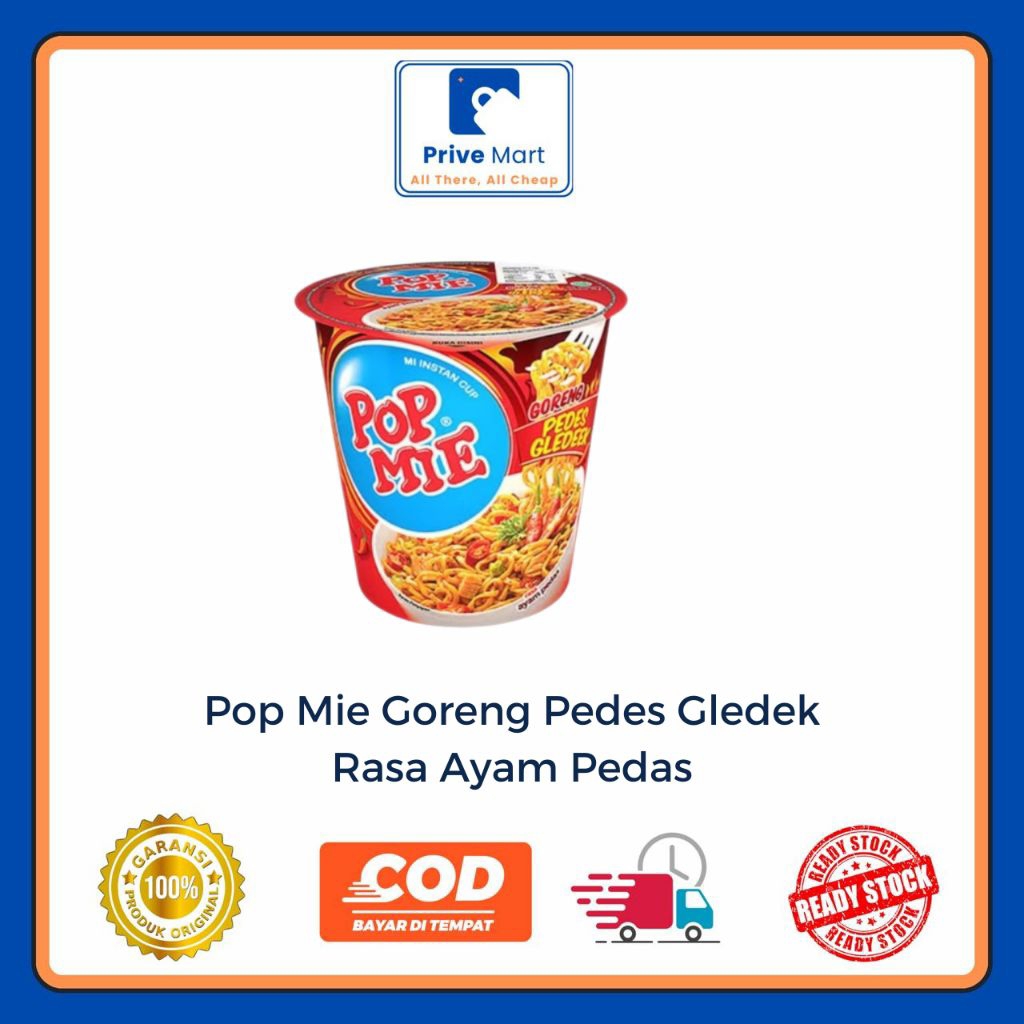 

Mi Instan Cup Pop Mie Goreng Pedes Gledek Rasa Ayam Pedas - 75g Prive Mart