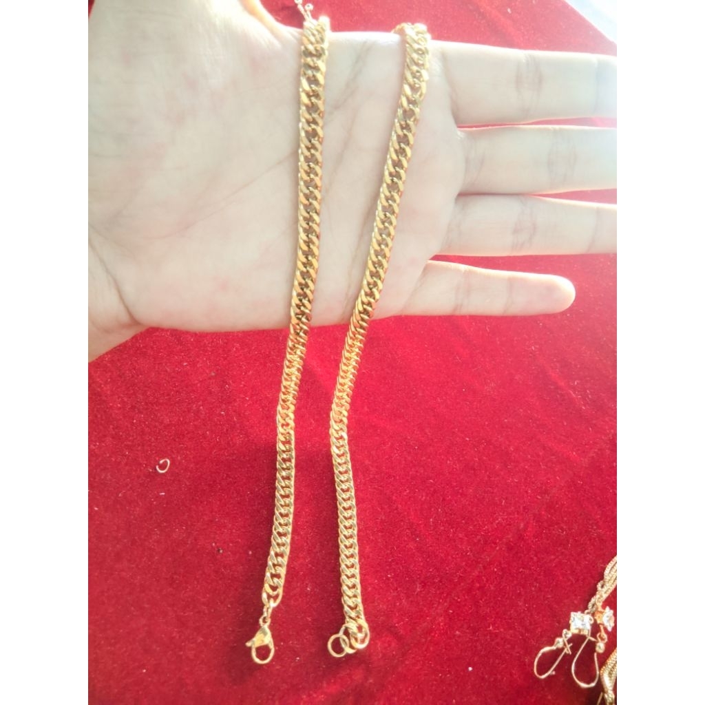 Kalung titanium rantai gold