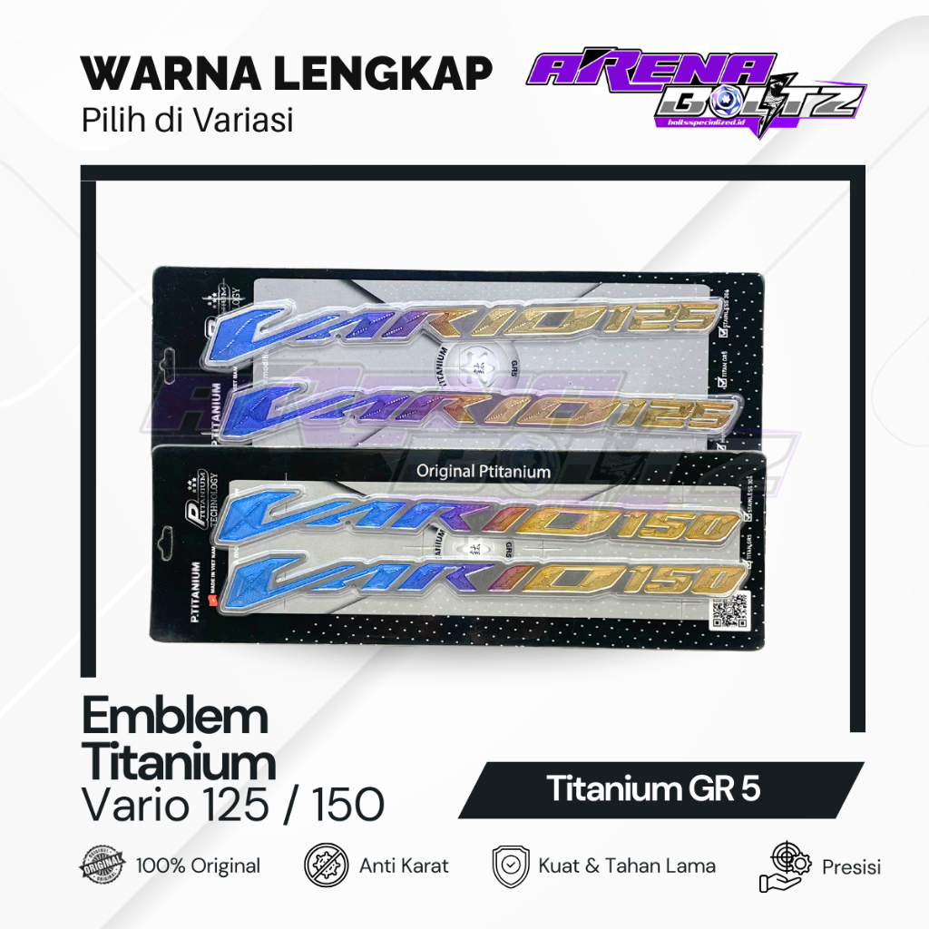 Emblem Titanium GR 5 Vario 125 / 150 (1 Set / 2 Pcs) Original Vietnam