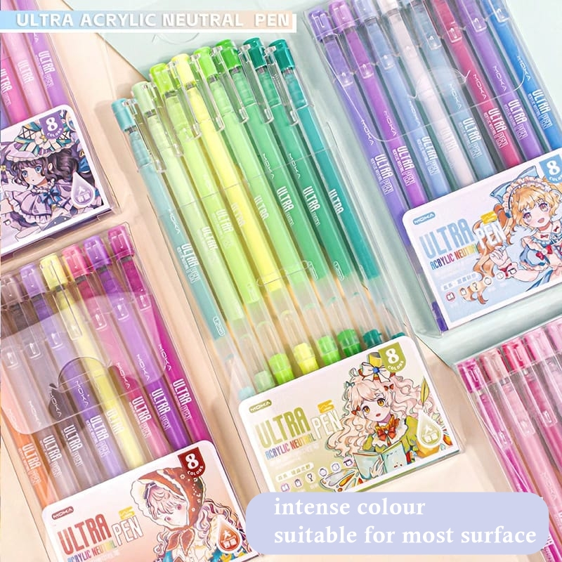 

[ORGM] Alat Tulis Kantor Perlengkapan Menggambar Pena Akrilik Cantik Warna Warni set 8 warna