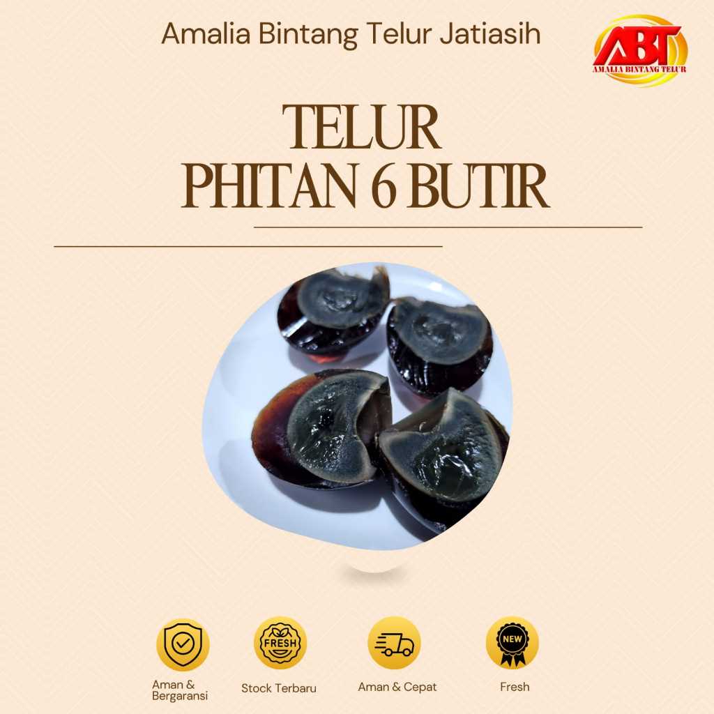 

ABT JATIASIH - Telur Phitan atau Telur Pidan isi 6 butir kemasan mika Lezat dan Bergizi (FRESH-CEPAT-BERGARANS)