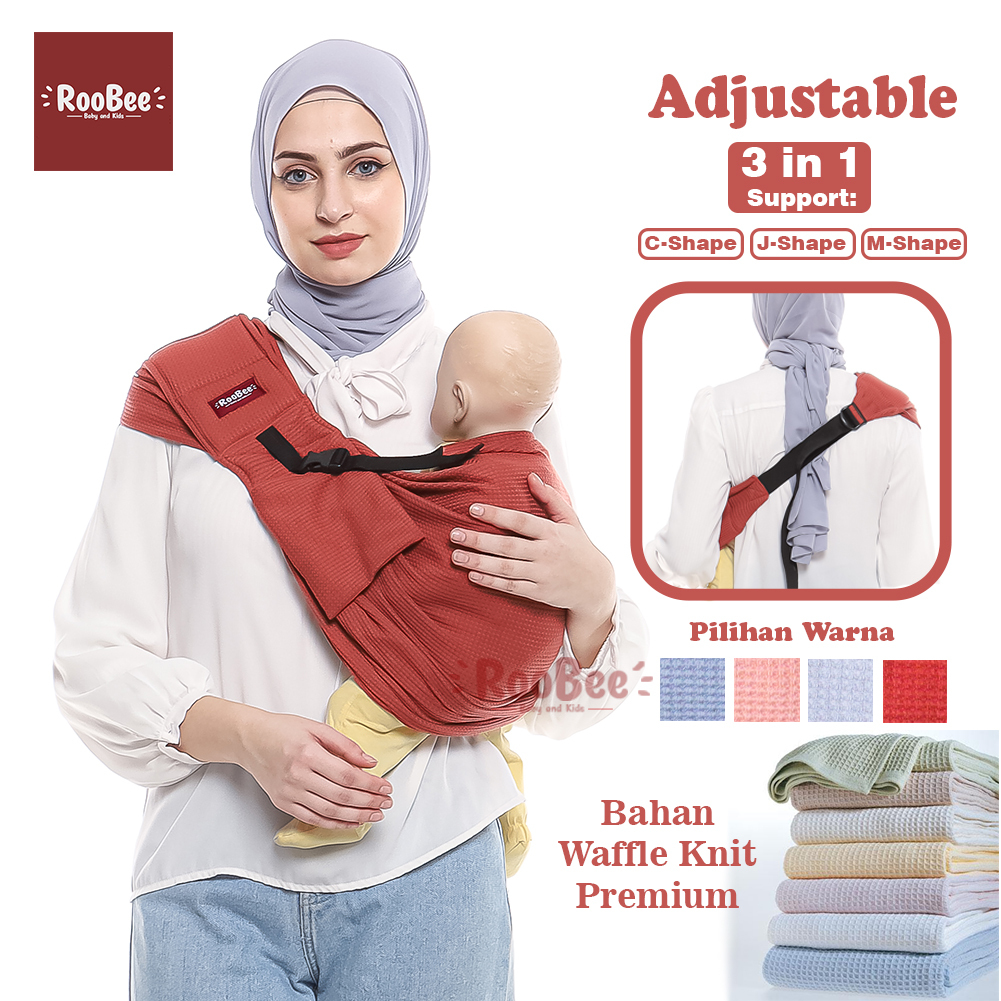 Gendongan Baby Pouch Adjustable Multifungsi Busa Empuk - Gendongan Bayi Instan Waffle Knit Premium