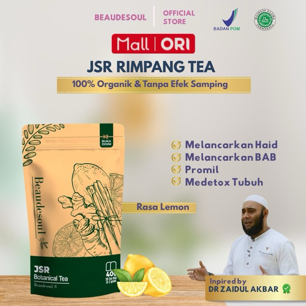 

Beaudesoul JSR Rimpang Tea | Teh Rimpang Alami Rasa Lemon | Herbal Rimpang Dr Zaidul Akbar