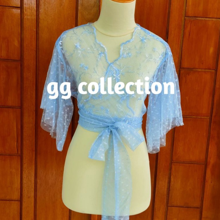 KODE U4W Crop Outer Brukat Kekinian Bahan Tile Dot Mix