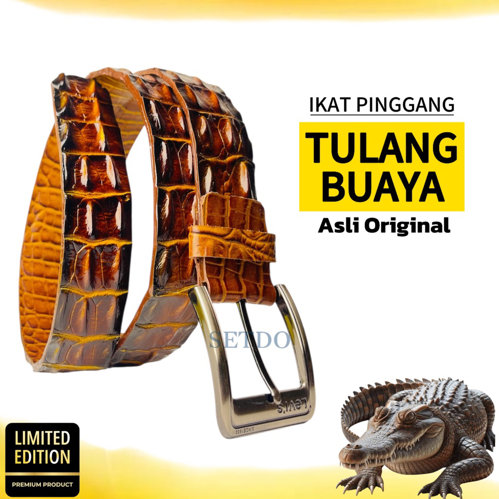 [ CROCODILE ] IKAT PINGGANG / SABUK KULIT BUAYA FULL TULANG IKAT PINGGANG PRIA COWOK