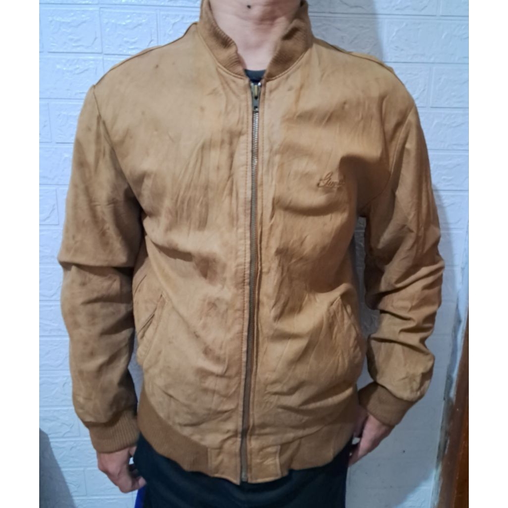 GUESS by george marchiano bomber leather jacket