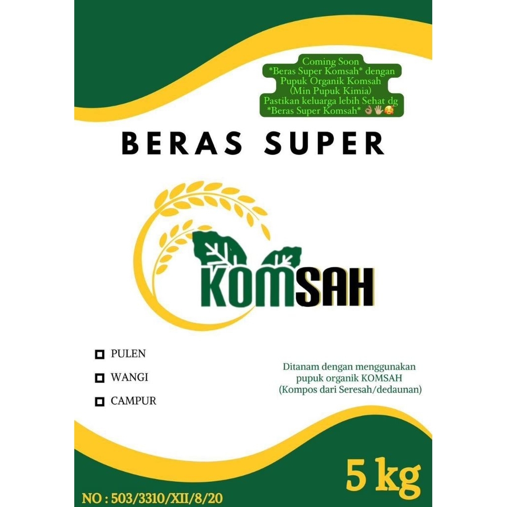 

Beras Organik 5Kg, Beras Super Komsah