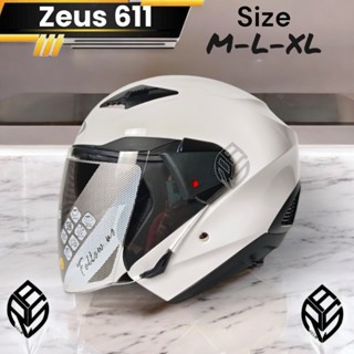 Helm Half Face Zeus 611 Putih Double Visor | original