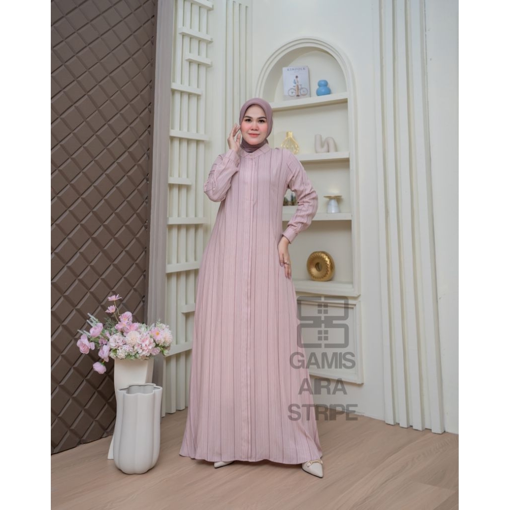 liceria.fashion.store/Gamis AIRA STRIPE,tampil anggun dan elegan,
