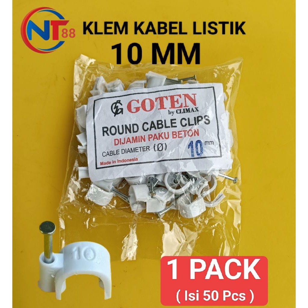 (1 Pack) Klem Kabel Listrik 10 mm Klip Kabel Listrik 10mm GOTEN Clip Klip Kabel