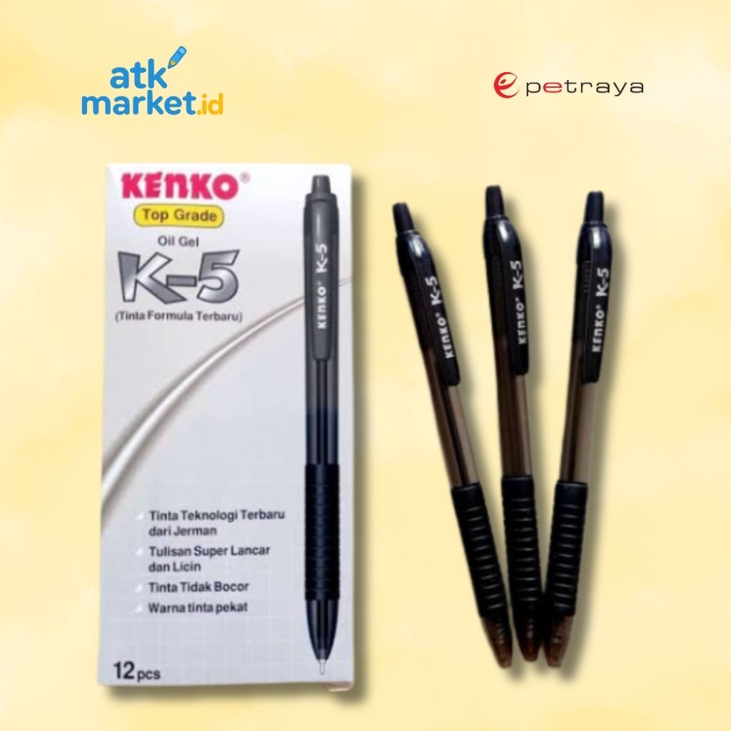 

Pulpen Oil Gel Kenko K-5 0.5mm Hitam (SATUAN) / Gel Pen / Bolpen / Ballpoint